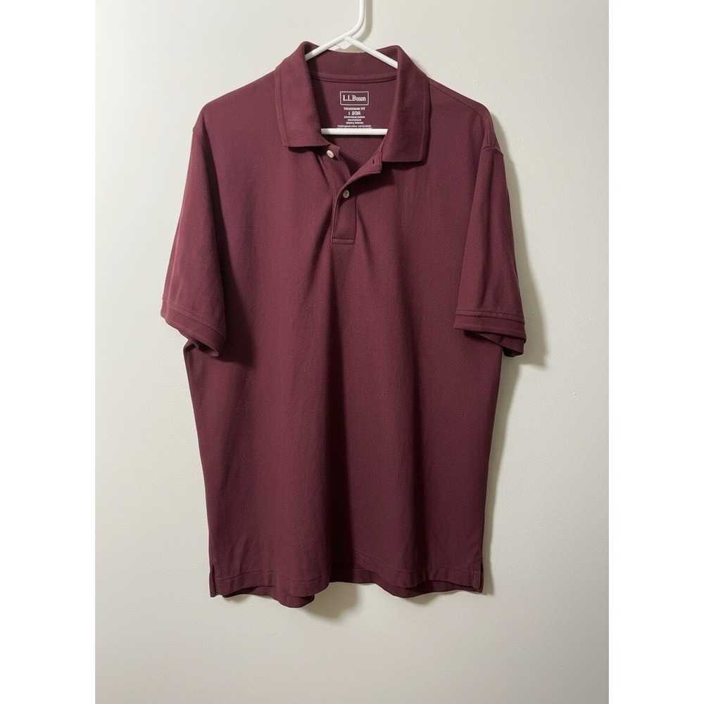 L.L. Bean Traditional Fit Polo Men's Large 100% Cotton Short Sleeve Burgundy